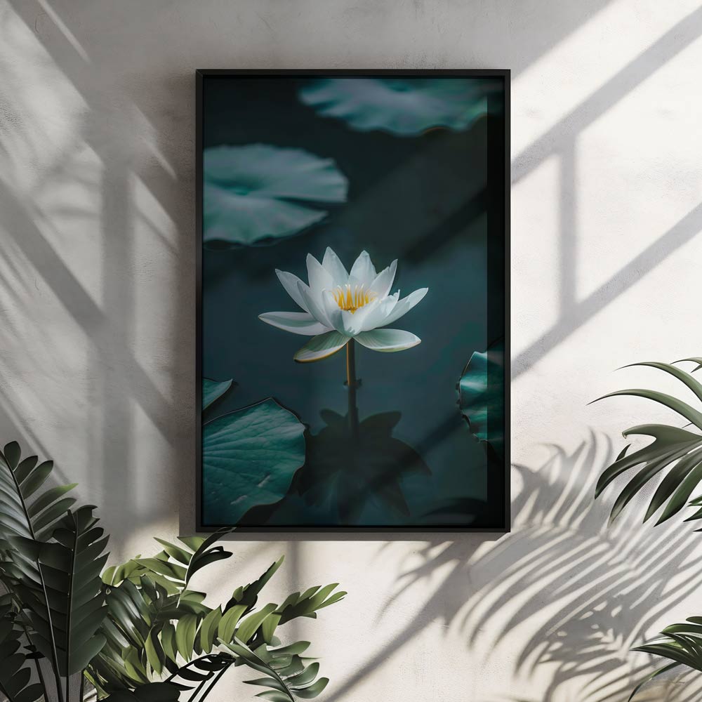 White Lotus Flower Poster