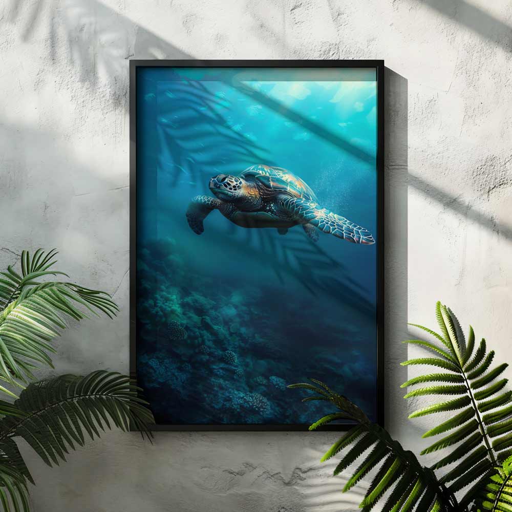 Sea Turtle Swimming Poster