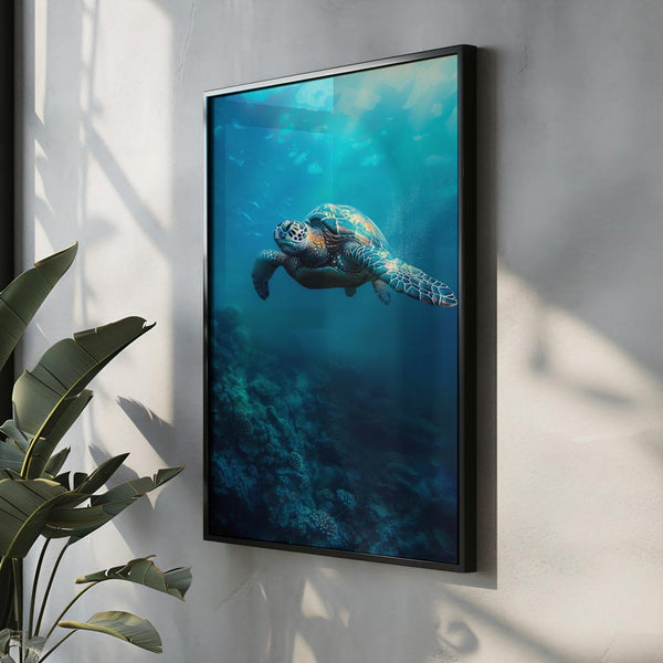 Sea Turtle Swimming Poster