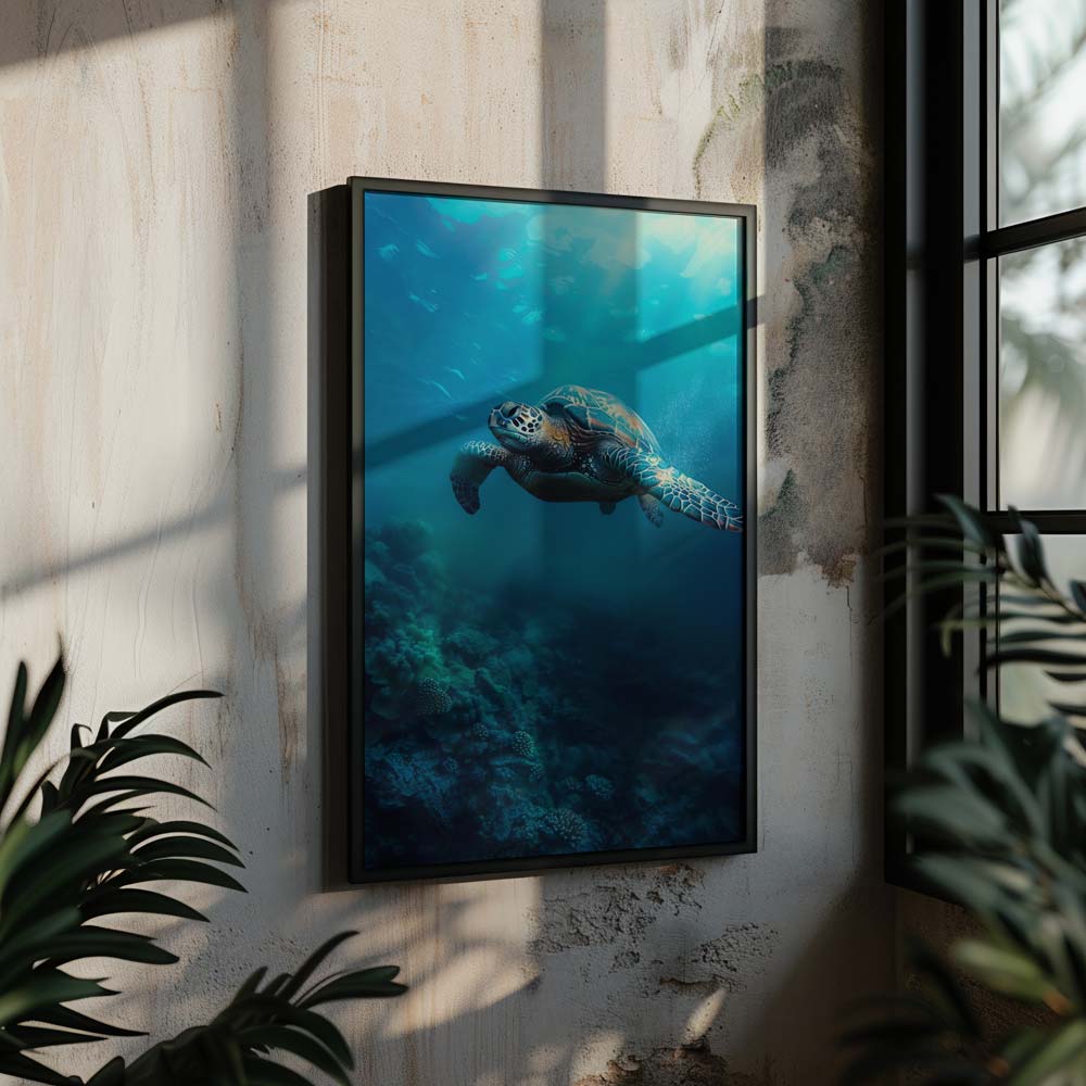 Sea Turtle Swimming Poster