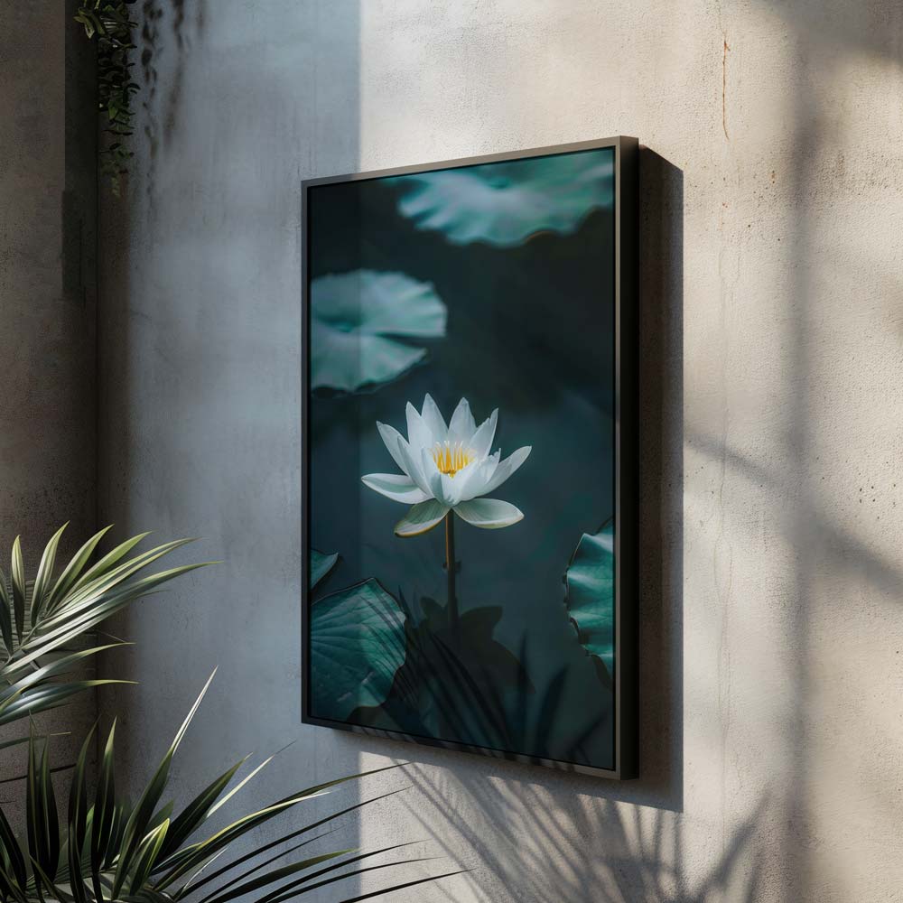 White Lotus Flower Poster