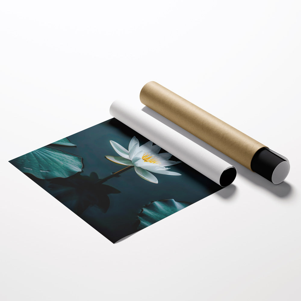 White Lotus Flower Poster